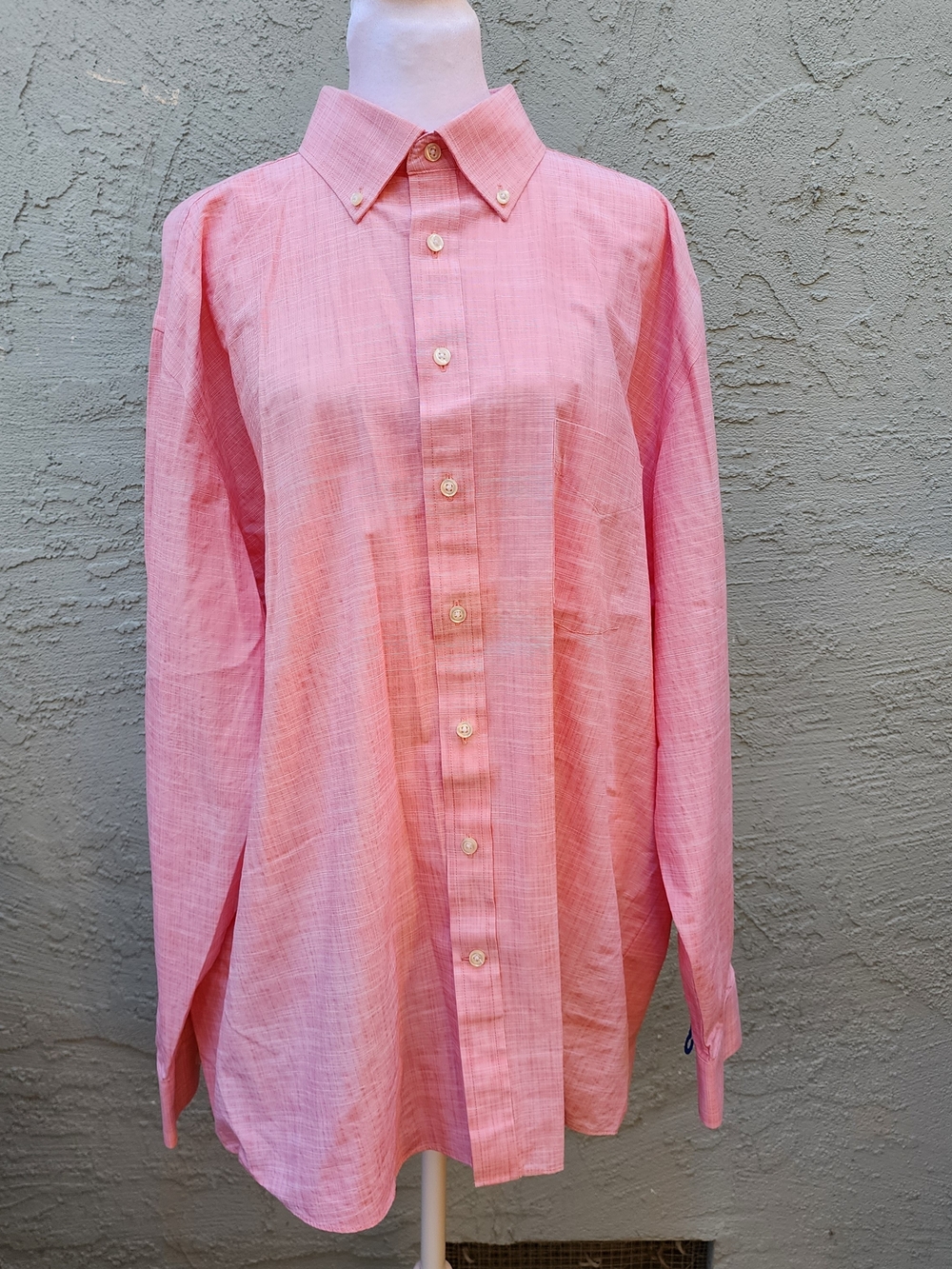 Stafford Pink Chambray Oxford Dress Shirt Long Sleeve Button Down XL 17/17.5